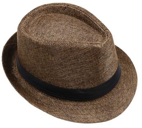 keland Fedora Trilby Hut Sommer Strohhut Panamahüte für Damen Herren (Kaffee)