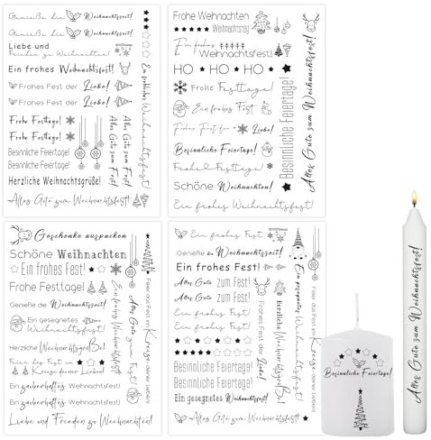 Bolosa 4 Stück Kerzentattoos, Kerzentattoos Weihnachten, Kerzen Tattoo, Weihnachten Deko, Wasserschiebefolie Kerzen, Weihnachten B