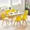 FURNITABLE Esszimmergruppe Esstisch mit 6 Stühlen Essgruppen, Rechteckig 110cm Küchentisch-Set und 6er Set Esszimmerstühle für Wohnzimmer Küche Büro (Weiß Tisch+6 Zitronengelb Stühle)