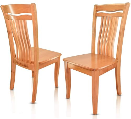 VAKON SALON - Esszimmerstühle 2er Set aus Kirschbaumholz, Holzstuhl, Küchenstuhl aus Massivholz bis 150 kg - Design 809 - Naturholz