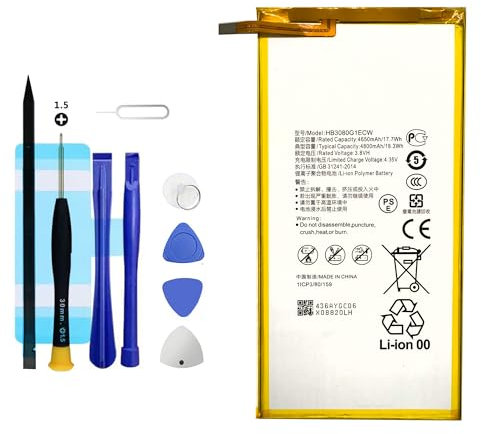 Vvuilsty HB3080G1ECW HB3080G1EBC - Batería de repuesto para MediaPad T3 10 AGS-W09 T3 8.0, batería recargable de 0 ciclos compatible con MediaPad T3 10 AGS-W09 T3 8.0 M1 M2 8.0 con kits de