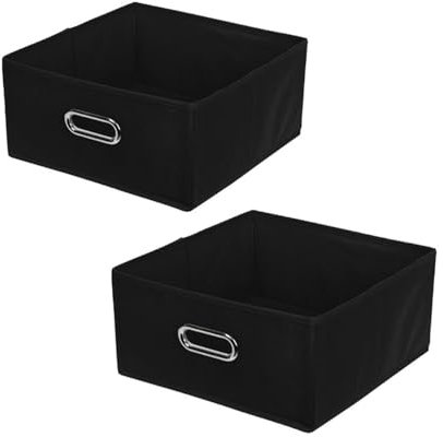 GREATOYAR Juego de 2 Cajas de Almacenamiento, Cajas de Almacenamiento de Tela, Cubos de Almacenamiento Plegables, Cajas de Juguetes Plegables, Cajas de Organización, 31x31x15cm, 2 Unidades, Negro