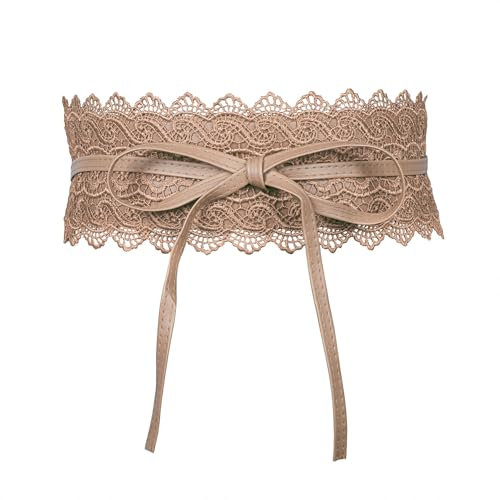 MILAKOO Damen Taillengürtel Breit Weichem Spitze mit Kordelzug Quaste Damen Breiter Bindegürtel Obi Breite Wickel Taille Band Krawatte Gürtel für Kleid Hochzeit Partei