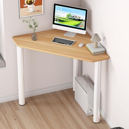 MESCXTY Eck Schreibtisch,Kompakter Dreieckstisch für Home-Office,Eckcomputertisch,Schreibtisch,Arbeitstisch,Platzsparender Arbeitsplatz für kleine Räume(60x60x74cm(24x24x29inch), Beige)