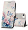 DiaryTown Handyhülle für iPhone 8 / iPhone 7 Hülle PU Lederhülle Klapphülle Schutzhülle Flip Case Cover Brieftasche iPhone SE 2020 / iPhone SE 2022 5G Handytasche - Z-Rosa Blume Blauer Schmetterling