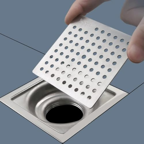 LTGXUE Protector de desagüe Cuadrado for Ducha, Tapa de desagüe de Suelo, Orificios for Filtro de 3,5 mm, Filtro de desagüe de Repuesto(13x13cm)