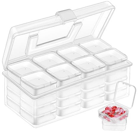 ilauke 33 Stück Kleine Aufbewahrungsbox, 1 Große Aufbewahrungsbox mit Griff 32 Kleine Aufbewahrungsboxen mit Klappdeckel für Perlen, Pillen, Schmuck, Bastelartikel und Anderen Kleinigkeiten