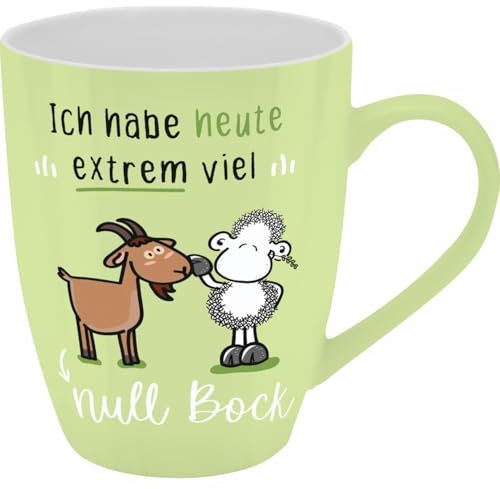 Sheepworld Becher mit Motiv Null Bock | Tasse mit Spruch, New Bone China Porzellan, 35 cl, mit Geschenkbaderole | lustiges Geschenk, Geburtstag | 74202
