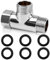 CONJURAIDE T Stück 1/2 Zoll, Messing T Stück Wasseranschluss Verteiler mit 6 Unterlegscheiben 3-Wege-T-Form-Adapter Duschschlauch Adapter für Trinkwasser Wasserhahn(Ø 20mm)