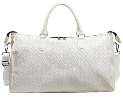 WWPMNQD Reisetasche aus Leder Herren Damen Mode Weben Pu Leder Reise Duffle Totes Große Kapazität Schultertaschen Business Casual Handtasche(Beige)
