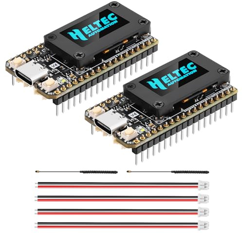 Meshnology 2 placas de desarrollo ESP32 LoRa V4 con ESP32-S3 SX1262 | LoRa Module 0.96 OLED Display WiFi Bluetooth 2MB PSRAM 16MB Flash Supports GPS & Solar LoRa Antenna for AR duino Meshtastic