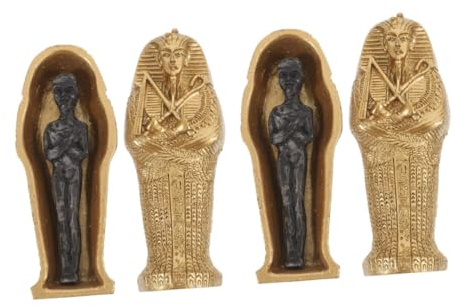 TOBBOMEY 2 Stück Halloween Miniatur Särge mit Mumienfigur aus Kunstharz Ägyptische Mumien Deko für Party und Mikrolandschaftsdekoration