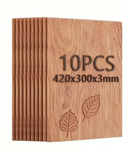 ATOMSTACK Pack of 10 3 mm A3 (420 x 300 mm) Black Walnut Veneer Plywood Laser Engraving Wood Plate, Thickness Tolerance +/- 0.2 mm (Rosewood)