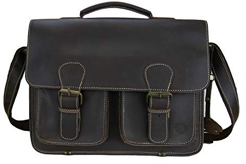 GreenBurry Aktentasche 38*29*14 cm Büffel-Leder Lehrer-Tasche Aktenmappe 1000 tabak