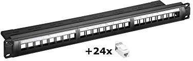 Kit de Panneaux de Brassage Keystone 19 Pouces (48.3 cm), 24 Ports, Noir