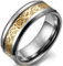 JewelryWe Schmuck 8mm Breite Wolframcarbid Herren-Ring Damen-Ring Hochzeit Band Verlobungsringe mit Gold keltischen Drachen Inlay Größe 63