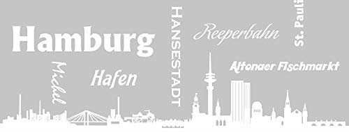 GRAZDesign Wandtattooo Skyline Hamburg Aufkleber Wohnzimmer Büro Wandaufkleber Wandsticker, Jugendzimmer, Wanddeko Wohnbereich Größe XXL, 79x30cm, 010 weiss
