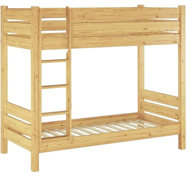 Erst-Holz®Etagenbett für Erwachsene Kiefer 100x220 Nische 100 teilbar mit 2 Rollroste 60.16-10-220T100