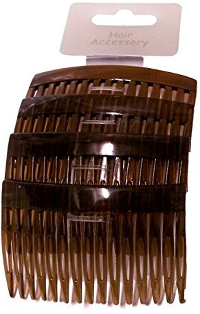 Set of 4 Tort Plain Hair Combs Slides 7cm (2.8) by Pritties Accessories