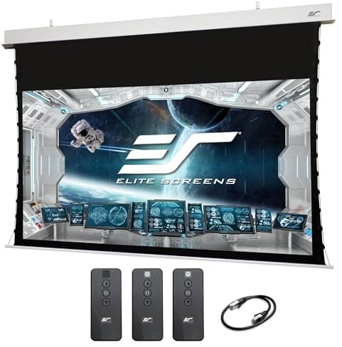 Elite Screens Evanesce Tab-Tension B CineGrey 5D, 126-inch 16:9, in Ceiling Concealed Electric Motorized Drop Down Projector Screen w Ambient Light Rejecting CG5D Projection Material, ETB126HD5-E10