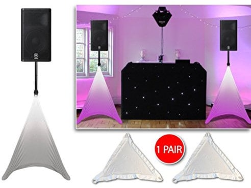 Gorilla White Tripod DJ PA Speaker Stand Cover Lighting Scrim Screens (PAIR)