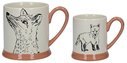 Creative Tops Into The Wild 'Little Explorers' Parent and Child Ceramic Printed Mugs - 'Fox and Cub' (Set of 2)