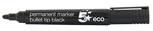 5 Star Eco Permanent Marker Bullet Tip 2-5mm Line Black [Pack 10]