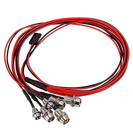 Dilwe 6-LED RC Auto Licht, 3-7V Scheinwerfer Rücklicht Set 5mm / 3mm Durchmesser LED Licht (2 weiß, 2 rot und 2 blau)