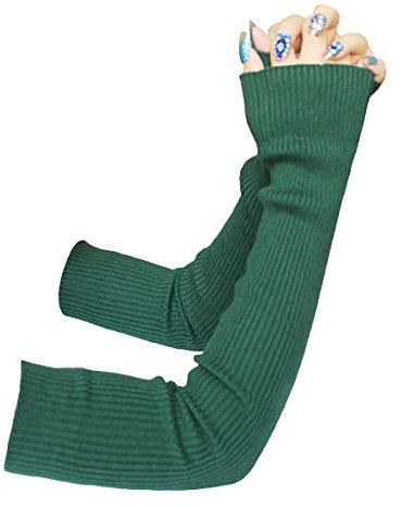 Share Maison Armstulpen für Damen, Wollstrick, Kaschmir, lange fingerlose Armstulpen, 50 cm, Winterhandschuhe, 5-dunkelgrün, Medium
