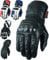 Texpeed Motorcycle Mens Leather Gloves Motorbike Moped ATV Biker Riding With CE Knuckle Armour Protection Black Short - L