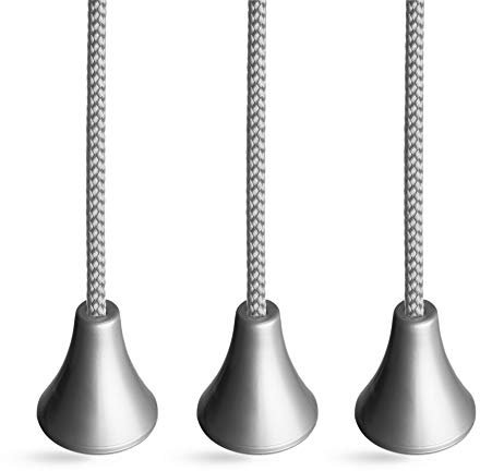 sleeklight Pull Cord String for Bathroom Light or Ceiling Switches, Metallic Silver Cord and Acorn, Package of Three
