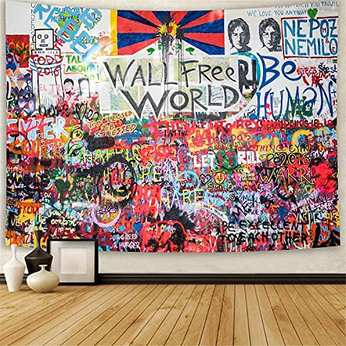 Simsant Beatles Lennon Love and Peace Art Hippie Wandbehang Wandbehang für Wohnzimmer, Schlafzimmer, Wohnheim - 203 x 152 cm
