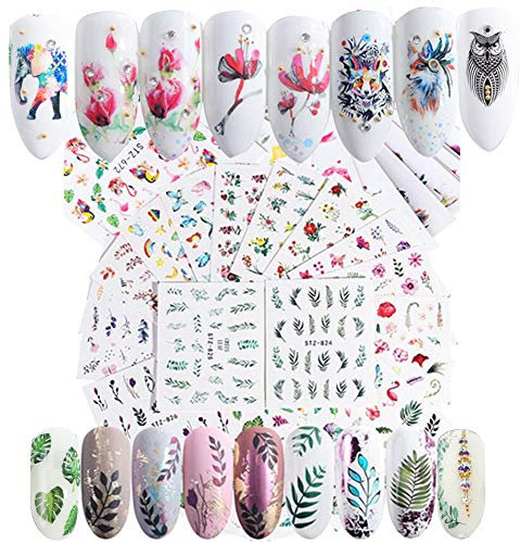 59 Blatt Nagel Sticker selbstklebende Aufkleber Fingernagel Nagelsticker Blumen Wassertransfer Nagel Nageldesign Abziehbilder nail Decals DIY Nail Art Dekoration