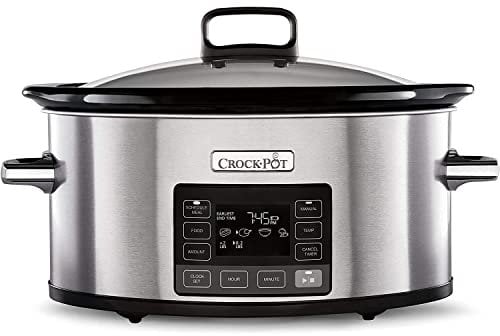 Crock-Pot TimeSelect Digital Slow Cooker, Programmable Digital Display, 5.6 L (7+ People), Keep Warm Function, Energy Efficient, Stainless Steel [CSC066]