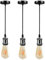 Biqing 3PCS Pendant Light Fittings Industrial Ceiling Hanging Light Kit E27 Ceiling Rose Lamp for Kitchen Bedroom Bar Cafe.(No Bulb)