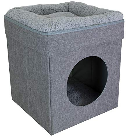 Kitty City Indoor Cat Cube Furniture, Gray Cube
