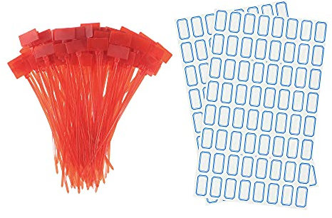 sourcing map 100Stk Nylon Kabelbinder Tags Etiketten Marker Selbstsichernd zum Markieren Organisieren Rot