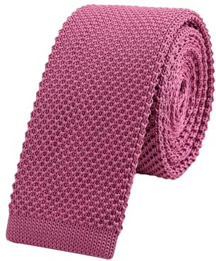 WANYING Herren 5.7cm 2.25 Schmale Krawatte Strickkrawatte Gestrickte Narrow Krawatte Knit Tie Retro Vintage Casual Büro Basic - Einfarbig Himbeerrot
