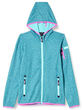 CMP Softshell Jacket With Climaprotect Wp 7,000 Technology, Hooded Knit Tech fleece, Girl, Hawaian-Acqua, 164