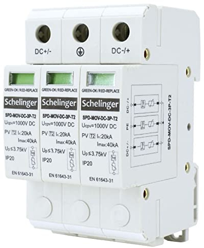 Überspannungsschutzgerät 1000V DC T2 C 3P - Wirksamer Schutz für die Elektroinstallation in Ihrem Haus - notstrom umschalter für Den Blitzschutz