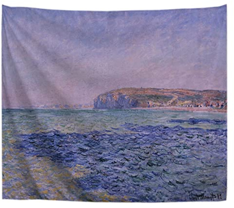 A.Monamour Wandteppiche Wanddekor Schatten Auf Dem Meer Bei Pourville Von Claude Monet Ölgemälde Kunst Stoff Wandtuch Wandbehang Wandkunst Wandbilder für Schlafzimmer Schlafsaal Wohnzimmer 102x153cm