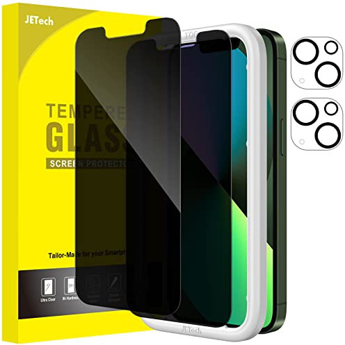 JETech Sichtschutz Schutzfolie für iPhone 13 mini 5,4 Zoll mit Kamera Schutz, Anti-Spähen Panzer schutz Gehärtetes Glas Displayschutz, Einfaches Installationswerkzeug, 2 Stück Jeweils