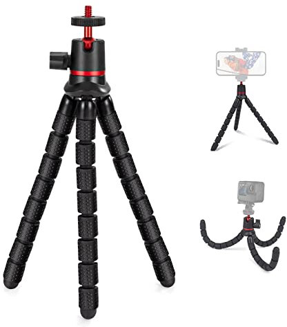 GUNGY Mini Stativ für Smartphone - Flexibel Tripod mit 1/4 Zoll Schraube und 360° Drehbaren Kugelkopf für Smartphones, DSLR, GoPro, Webcam