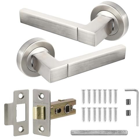 Decoranddecor Lumina Silver Internal Door Handles – Aluminium Handle Sets with Tubular Mortice Latch – Sleek and Durable Design for Wooden Interior Doors in Homes, Offices, and Bedrooms