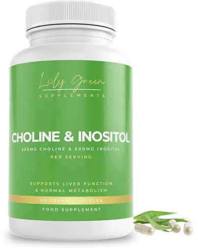 Lily Green Choline & Inositol Capsules | 500mg of Inositol & Choline Supplement Per Serving | Liver Support Supplements for Healthy Metabolism | 90 Vegan Capsules | Made in UK