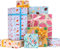 Larcenciel Geschenkpapier 6 Blatt, Sommer Buntes Obst Design Geschenkpapier mit Band, Wassermelone/Zitrone/Flamingo-Muster Geschenkverpackung für Geburtstage, Abschlussfeiern, Ferien (70 x 50 cm)