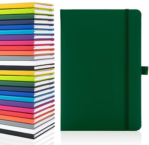 Notes London Blanko-Seiten-Notizbuch, A5, weiß, unliniert, blanko, Stiftschlaufe, Band und Papiertasche, mittelfester Einband, Notizbuch, umweltfreundlich, nachhaltiges Papier (grün)