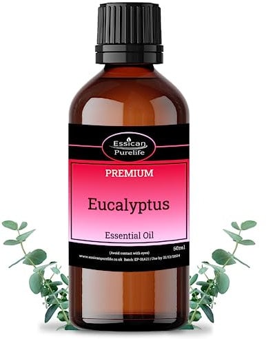 Eucalyptus Essential Oil 50ml, 100% Pure Therapeutic Grade - Eucalyptus Pure Essential Oil for Humidifier, Aromatherapy, Sleep, Relax - Eucalyptus Oil for Diffuser, Fresh, Minty & Relieving Scent