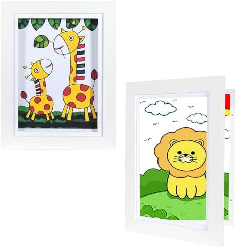 Scholar Tree Kinder-Kunstrahmen, Bilderrahmen für Kinder, A4, Kinder-Kunstwerk, Holzrahmen für mehr als 50 Bilder, zum Präsentieren oder Aufhängen Ihrer Kinder-Kunstwerke (weiß, 2 Stück)
