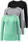 Star Vibe 3 Pack Dry Fit Long Sleeve Tshirt for Women Moisture Wicking Long Sleeve Tee Outdoor Compression Running Workout Tops Black/Grey/Green M
